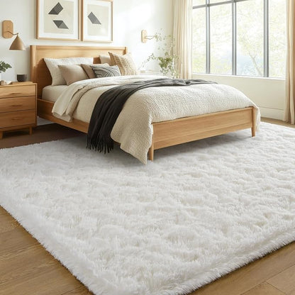 BENRON Fluffy Rugs for Living Room 6x9 Cream White, Washable Large Area Rugs - Image 2