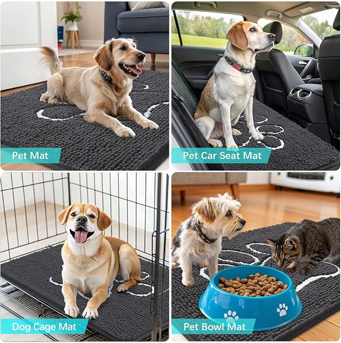 OLANLY Dog Door Mat for Muddy Paws 24x16, Paw Print Design, Absorbs Moisture - Image 7