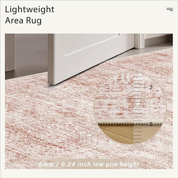 Soalmost 9x12 Area Rugs for Living Room, Non Slip Machine Washable Vintage Rugs - Image 6