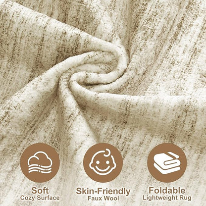 Nakagishi 9x12 Area Rugs Living Room: Washable Large Vintage Rug Neutral - Image 3