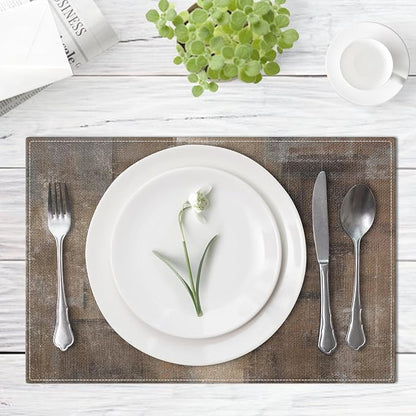 Emvency Farmhouse Placemats Set of 6, 12x18 Inch, Rustic Neutral Brown | - Image 2