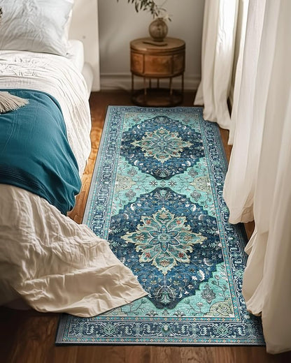 RELEANY Area Rugs Runner 2'x6' Washable Non-Slip, Floral Vintage Distress - Image 2