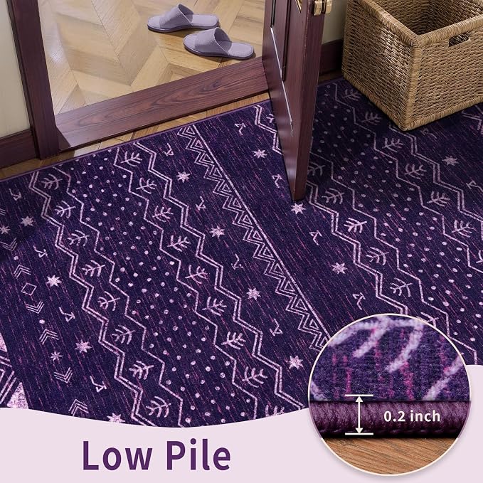 SERISSA 6x9 Area Rugs for Living Room, Washable Non-Slip Purple and White Boho - Image 7