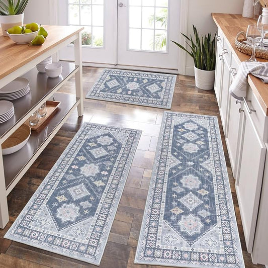 HEBE Boho Kitchen Rug Sets 3 Piece by HEBE