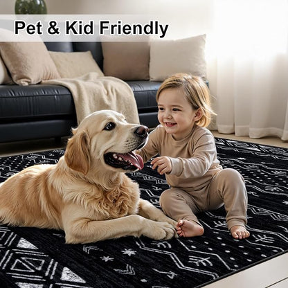 SERISSA 3x5 Area Rugs for Living Room, Washable Non-Slip Black and White Small - Image 6