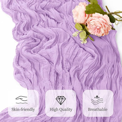 12 Pack Lavender Cheesecloth Table Runner 17x108 Inch Semi Sheer Boho Gauze - Image 5