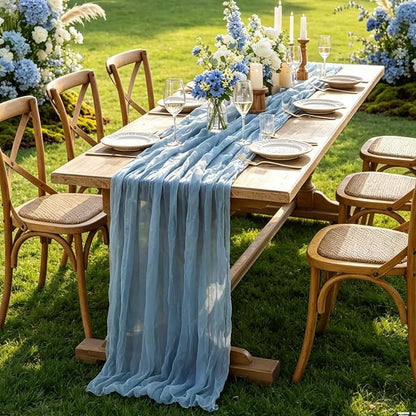 6Pcs Blue Table Runner, 10FT Dust Blue Cheesecloth Table Runners 35*120inch - Image 6