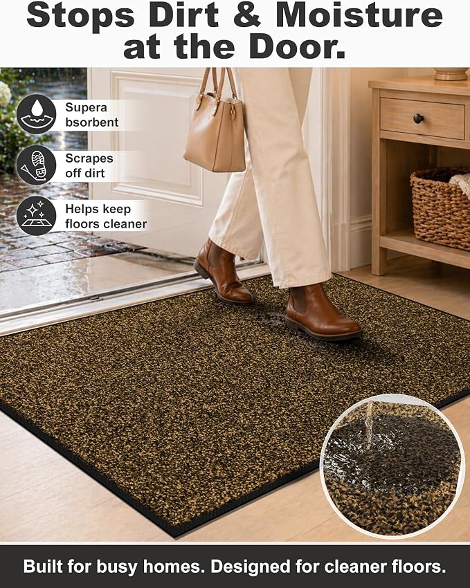 Mibao Super Absorbent Front Door Mat, Non-Slip Washable Indoor Doormats - Image 3