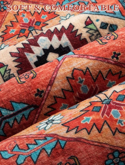 SERISSA Boho Washable Runner Rug, 2x6 Rug Runner Non-Slip Vintage Orange - Image 4