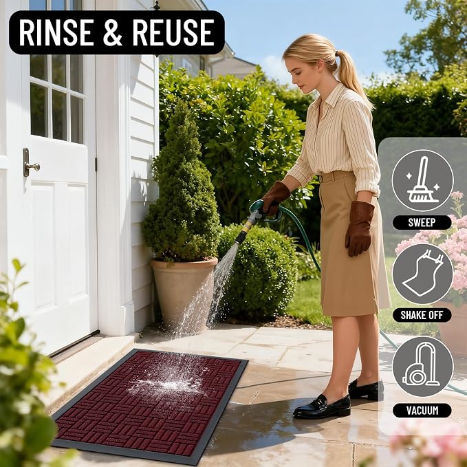 OLANLY Front Door Mat Outside Entrance 35x23, Heavy Duty Sturdy Natural Rubber - Image 8