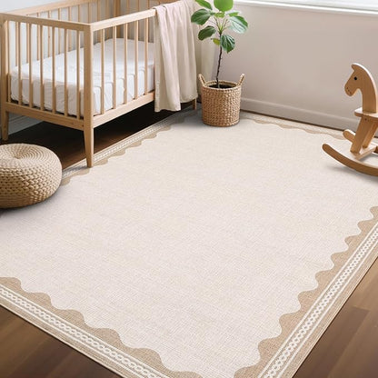 GarveeHome Scalloped 3x5 Rug Washable Non-Slip Low-Pile Indoor Rugs - Image 3