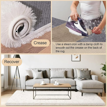 Mugorn 8x10 Area Rugs for Living Room, Large Fluffy Cream White Rugs for Bedroom - Image 4