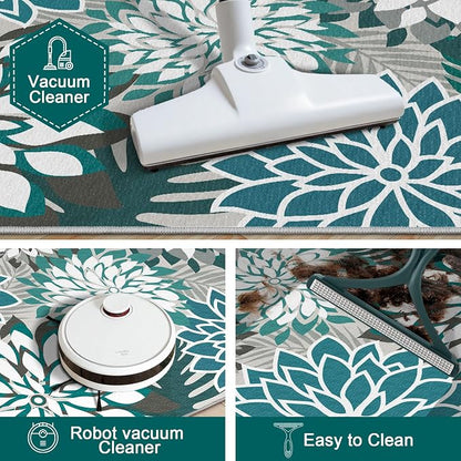 Colorful 3x5 Washable Rug for Living Room Tropical Botanical Modern Floral - Image 5