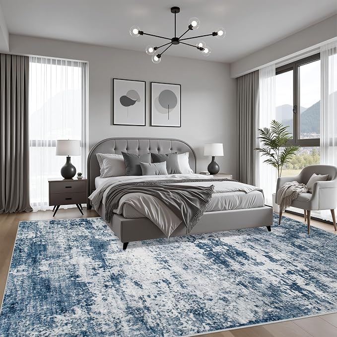 6x6 Area Rug Living Room Rug: Washable Modern Abstract Soft Thin Rug Indoor - Image 3