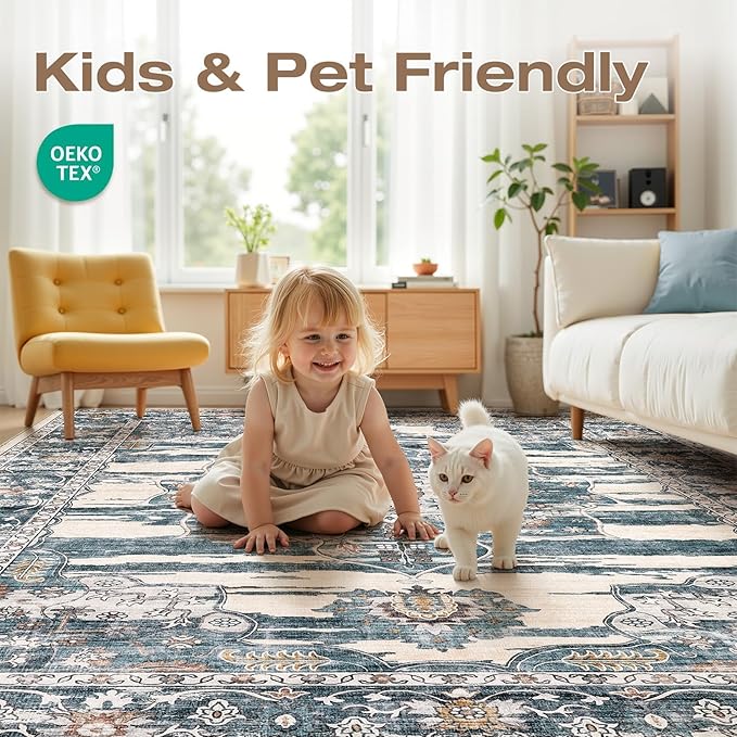 Washable 9x12 Area Rug for Living Room & Dining Room - Image 4
