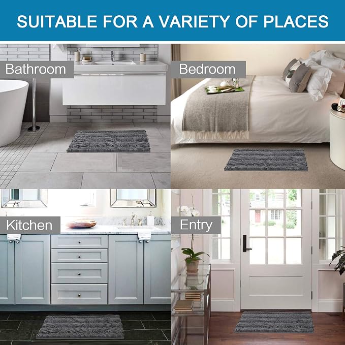 H.VERSAILTEX Bath Rugs for Bathroom Non Slip Bath Mats Extra Thick Chenille - Image 6
