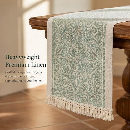 14x107 Damask Table Runner Waterproof French Vintage Dresser Scarf | Planning a - Image 2