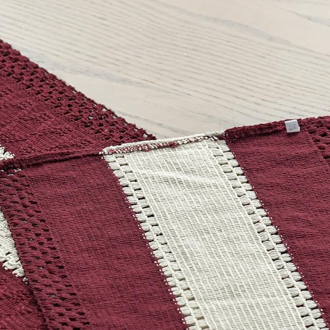 Artoid Mode Red Farmhouse Woven Table Runner 12x48 Inch | Holiday Rustic - Image 5