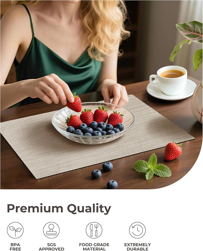 Leetaltree Beige White Placemats Set of 8 - Image 6