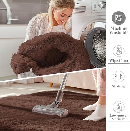 OLANLY 3x5 Machine Washable Small Bedside Rug, Soft Fluffy Shaggy Rugs - Image 2