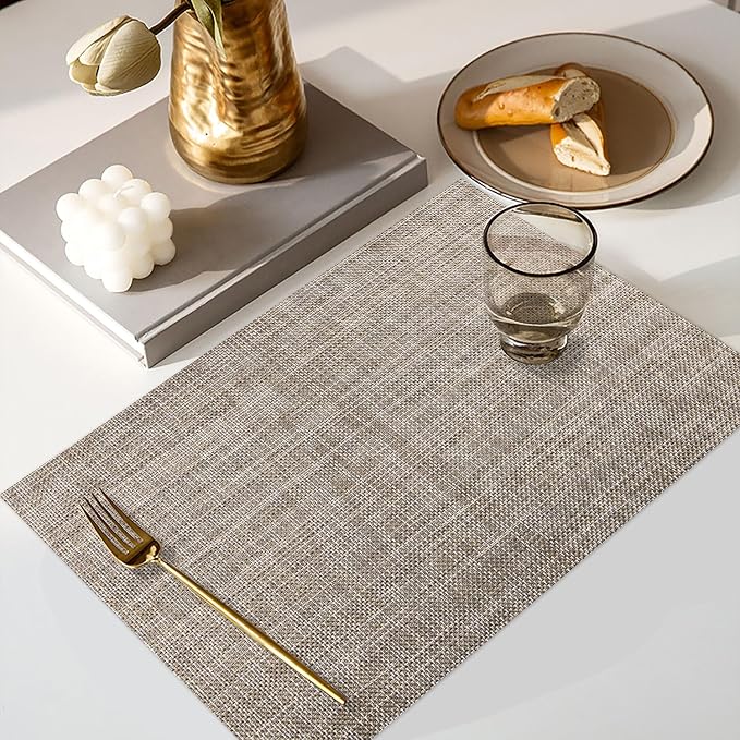 Vinyl Placemats Set of 8, PVC Woven Washable Non-Slip Table Mats, Heat - Image 5