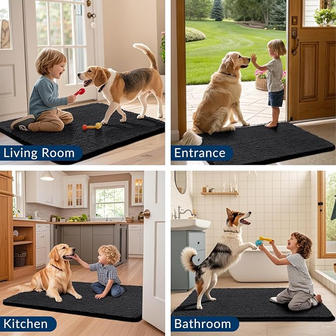 Smiry Dog Door Mat for Muddy Paws 54x24, Absorbent Dirt Trapper, Non-Slip - Image 7