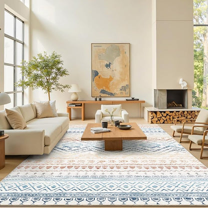 Miukiki 9x12 Area Rug for Living Room Moroccan Washable Rugs Non Slip Indoor by Miukiki