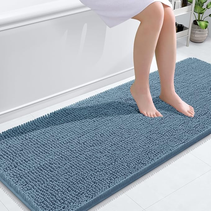 OLANLY Bathroom Runner Rugs 59x20, Soft Absorbent Chenille Bath Rugs, Rubber by OLANLY