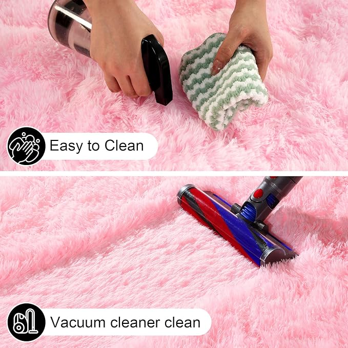 Pink Rug for Bedroom, 2x3 Fluffy Area Rugs for Living Room, Small Fuzzy Shag - Image 4