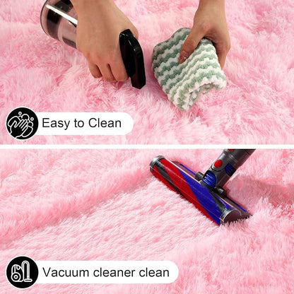 Pink Rug for Bedroom, 2x3 Fluffy Area Rugs for Living Room, Small Fuzzy Shag - Image 4