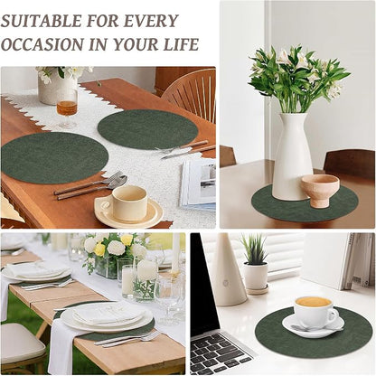 13" Round Placemats Set of 4, Reversible Faux Leather Heat Resistant Table Mats - Image 7