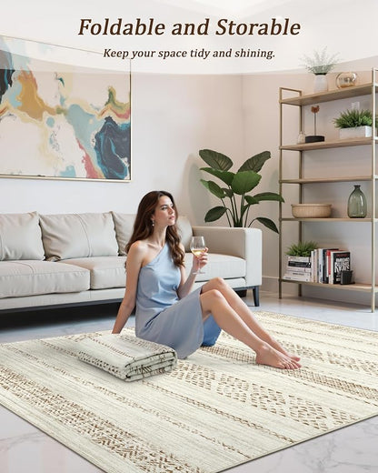 Miukiki 5x7 Area Rug for Living Room Moroccan Washable Rugs Non Slip Indoor - Image 5
