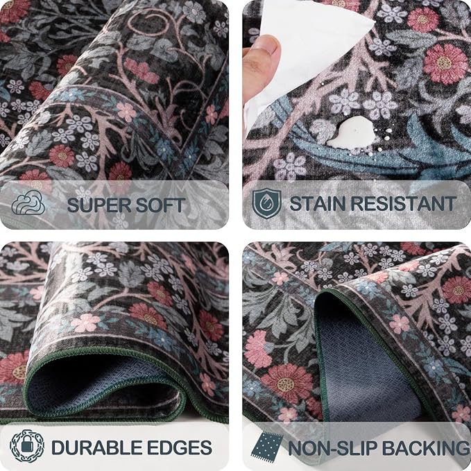 9x12 Washable Area Rugs for Living Room, Stain Resistant Vintage Rugs for - Image 6