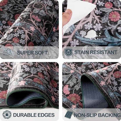 9x12 Washable Area Rugs for Living Room, Stain Resistant Vintage Rugs for - Image 6
