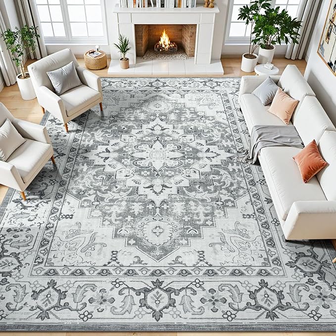 Lessymo 8 x 10 Area Rugs for Living Room- Machine Washable Area Rugs Boho Faux by Lessymo