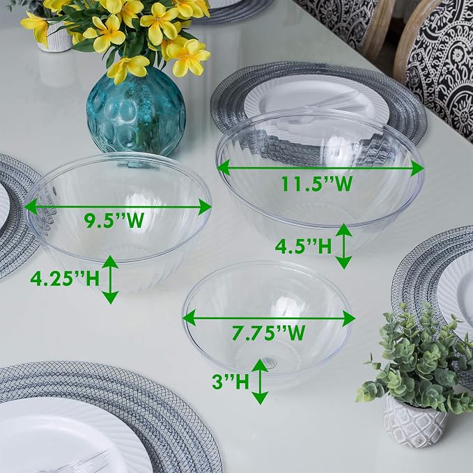 Reusable 96 Ounce Round Crystal Clear Plastic Pack of 8 Sets - Image 5
