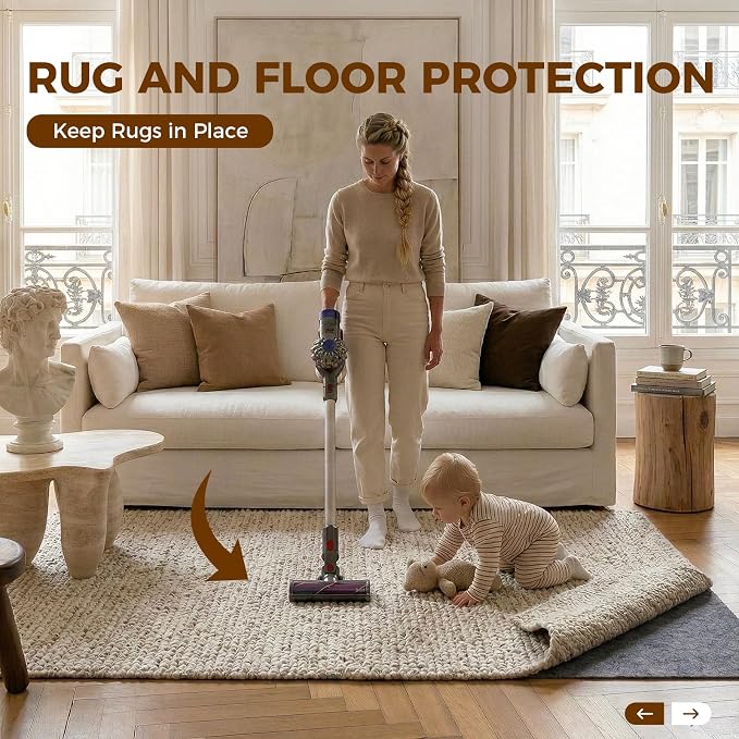 Rug Pad 3 x 5 Ft Non-Slip, Felt and Natural Rubber Backing, 1/4" Thick - Image 2