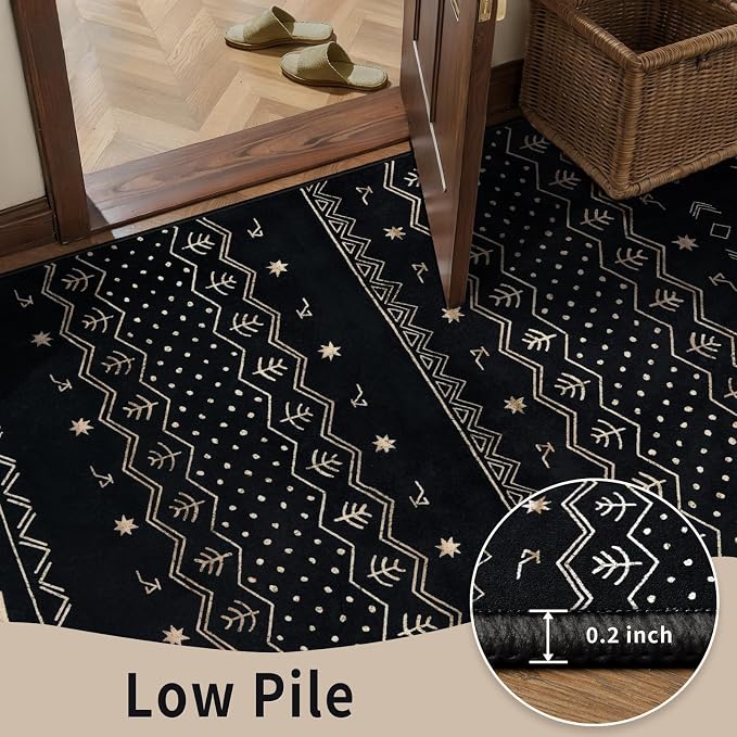 SERISSA 8x10 Area Rugs for Living Room, Washable Non-Slip Black Gold Grad Boho - Image 8