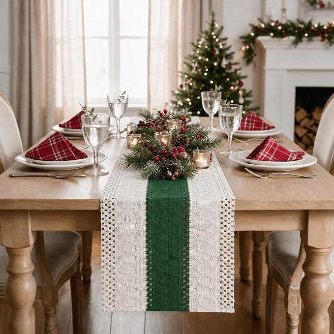 Artoid Mode Dark Green Farmhouse Rustic Table Runner 12x108 Inch | Seasonal - Image 2