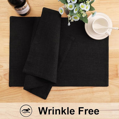 Faux Cotton Linen Placemats Set of 8, Cloth Washable Farmhouse Dining Table Mats - Image 5
