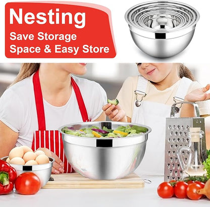 E-far Mixing Bowls with Lids, 12-Piece Stainless Steel Salad Bowls Metal - Image 6