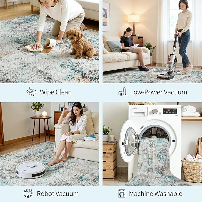 Area Rugs 6x9 Living Room: Large Soft Washable Rug Modern Abstract Anti-Skid - Image 5