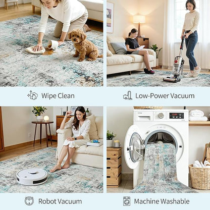 Area Rugs 9x12 Living Room: Large Soft Washable Rug Modern Abstract Anti-Skid - Image 5