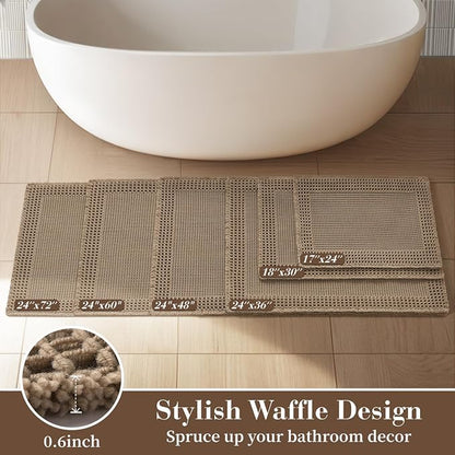 RESARE Waffle Bathroom Runner Rugs, Super Absorbent Bath Mat Non Slip Washable - Image 5
