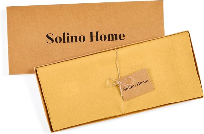 Solino Home 100% Pure Linen Table Runner Mustard Yellow, Fete 14 x 90 in | - Image 5