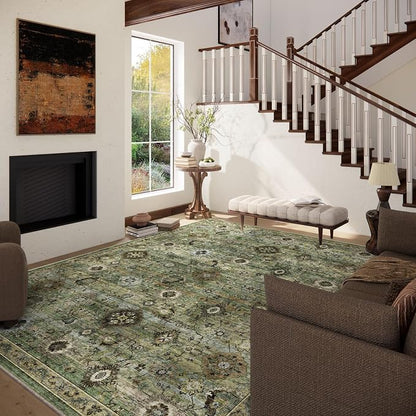 Washable Area Rugs for Living Room: 8x10 Rug Boho Vintage Rugs Stain Resistant - Image 2