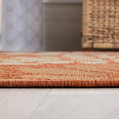 JONATHAN Y Floral Textured Weave Indoor Outdoor Area Rug 3X5 Orange/Cream - Image 6