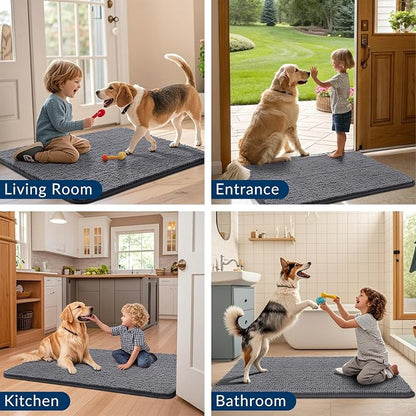 Smiry Dog Door Mat for Muddy Paws 47x17, Absorbent Dirt Trapper, Non-Slip - Image 7