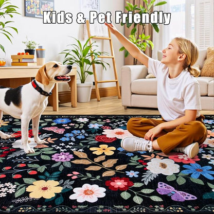 10x12 Area Rugs for Living Room: Floral Washable Rug Vintage Large Soft Boho - Image 7