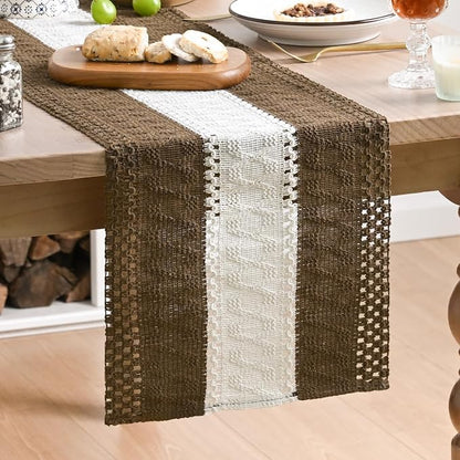 Artoid Mode Coffee Farmhouse Woven Table Runner 12x108 Inch | Seasonal Holiday by ArtoidMode